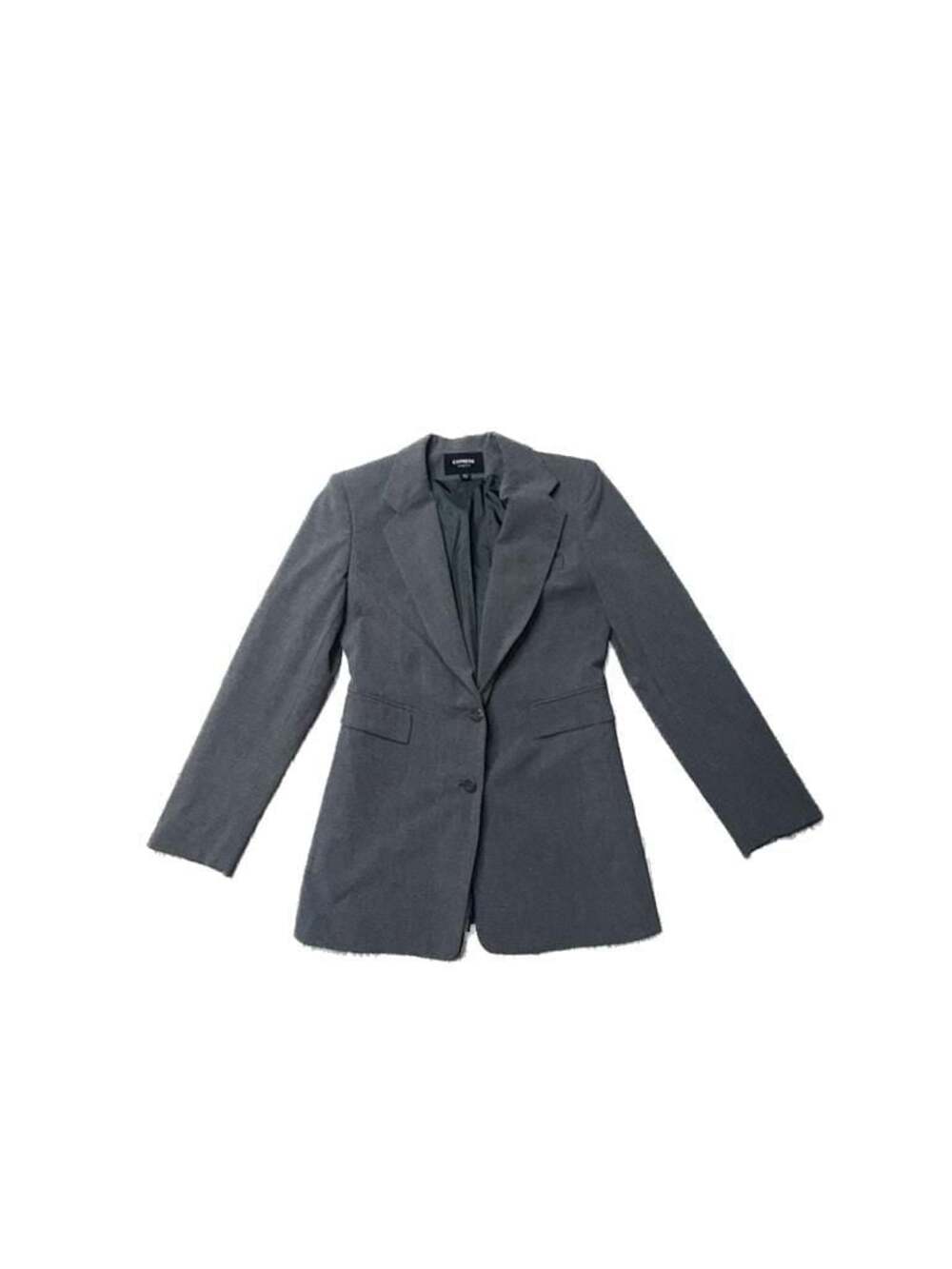 Express Stretch Women's Gray Two-Button Fitted Blazer